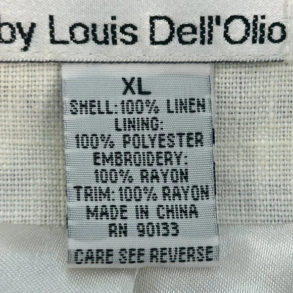 Linea by Louis Dell’Olio White Linen Black Embroidered Jacket Size XL - Picture 2 of 9